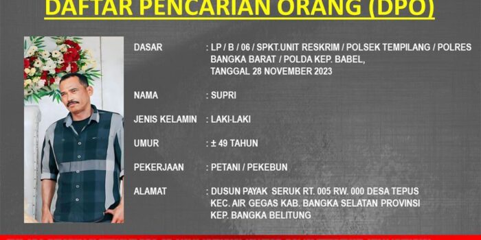 Polres Bangka Barat Tetapkan Tersangka Kasus KDRT di Tempilang, Suami Masuk DPO