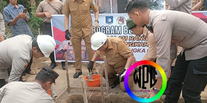 HUT Bhayangkara ke -78, Kapolres Bangka Barat Hadiri Peletakkan Batu Pertama di Desa Belo Laut