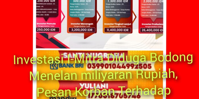 Modus Investasi I-Mitra Menelan Ratusan Juta, Korban Meminta Polri Segera Tangkap pelaku