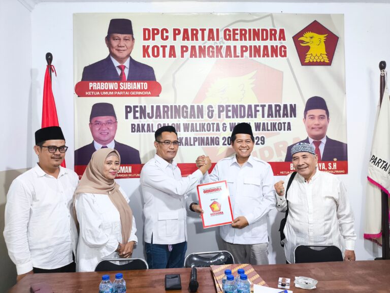 Kontestasi Pilwako Pangkalpinang, Basit Cinda Mendaftar Pertama di Partai Gerindra