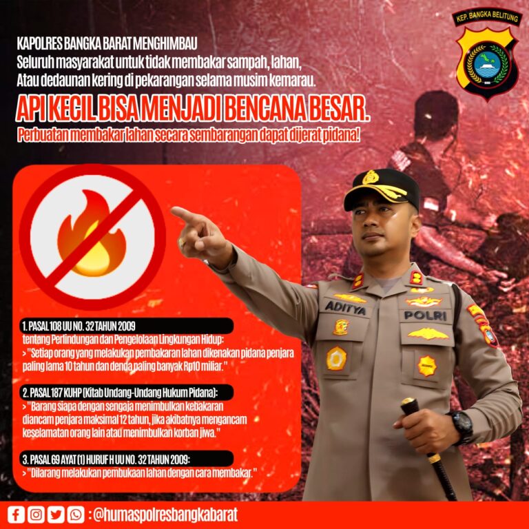 Kapolres Bangka Barat : Stop Bakar Lahan, Pemilik Akan Diperiksa