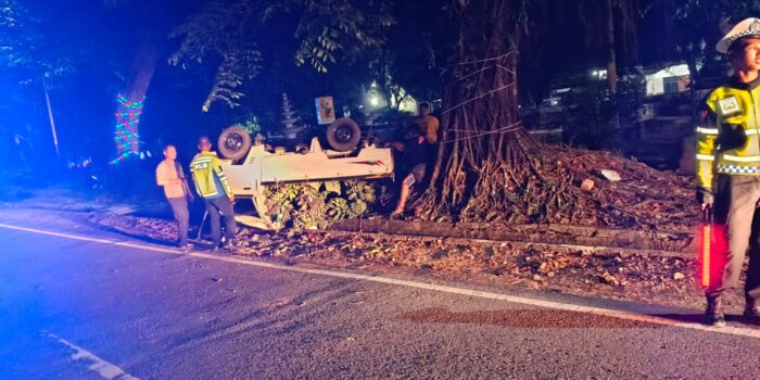 Satlantas Amankan Kecelakaan Tunggal di Muntok, Tidak Ada Korban Jiwa