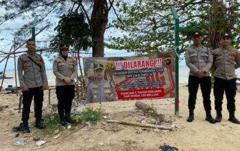Spanduk Larangan Dipasang, Polisi Ingatkan Bahaya Tambang Ilegal di Pantai Tembelok